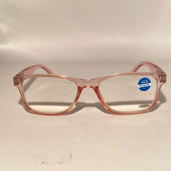 1407 Helen 2.5 Reading Glasses Clear Pink Rectanle Bluelight Filter Frames NWT main image 9
